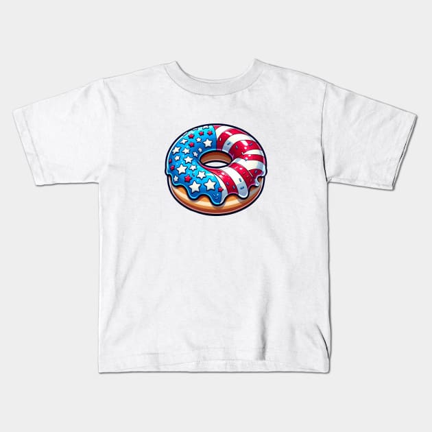 American Spirit Donut - Patriotic Red, White & Blue Design Kids T-Shirt by SandraHeyward